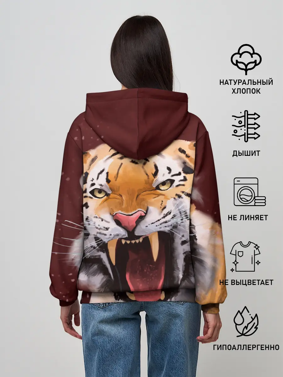 Женское худи / Тигр красавчик сердится