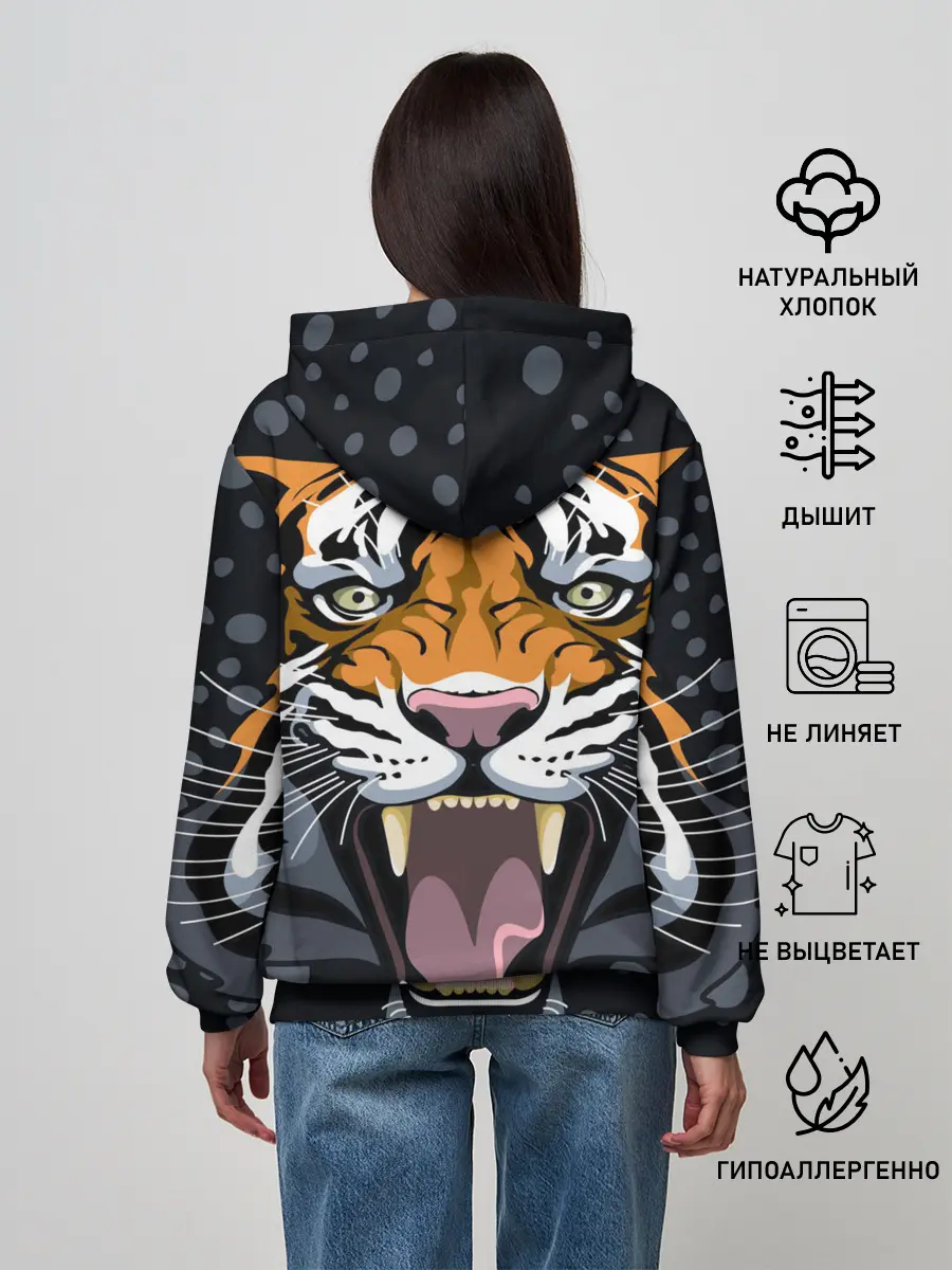 Женское худи / Амурский тигр в ночи