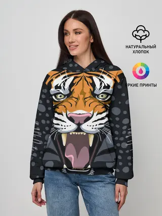 Женское худи / Амурский тигр в ночи