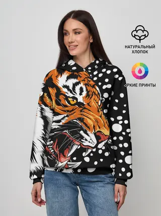 Женское худи / Амурский тигр и снегопад