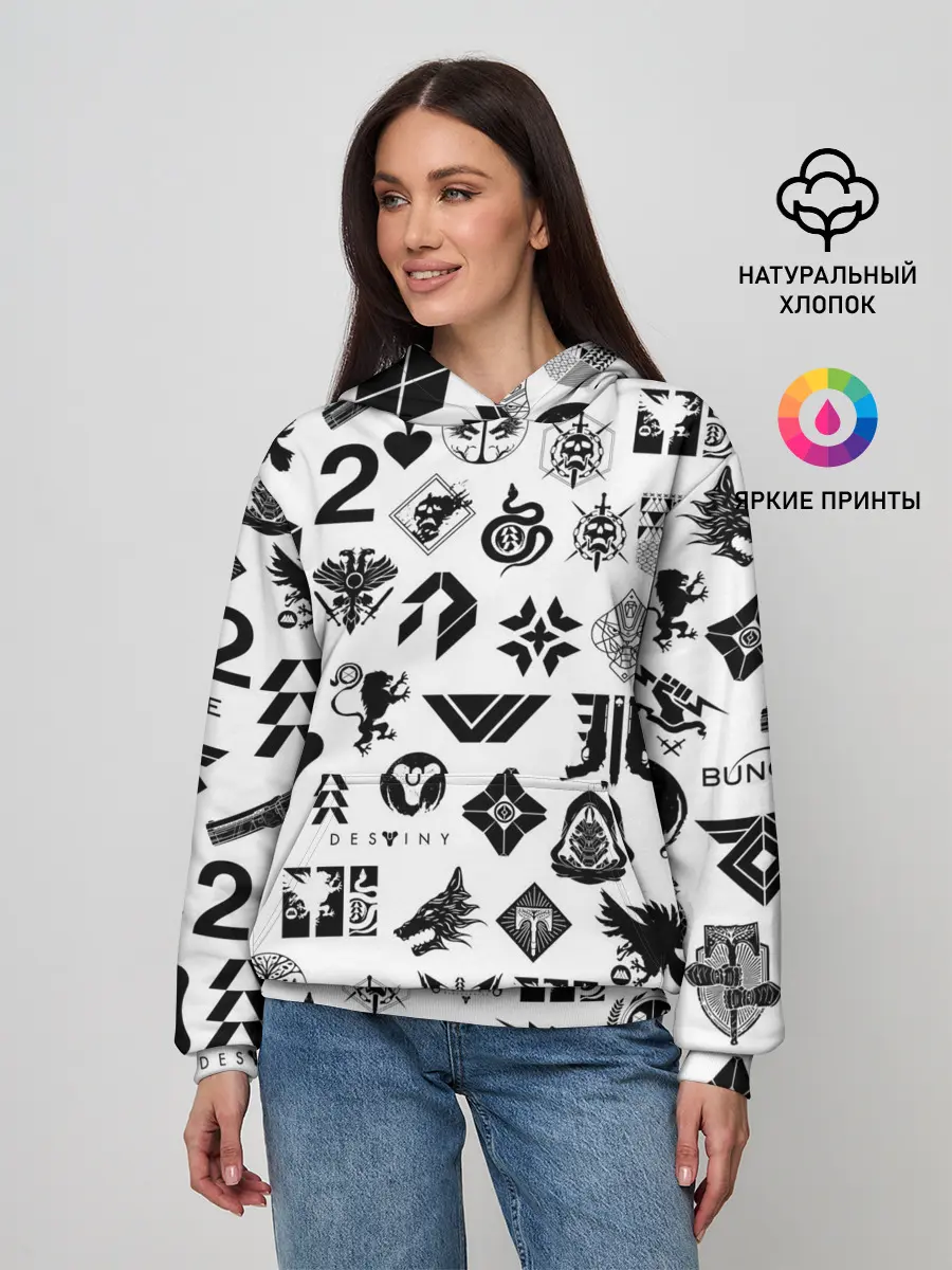 Женское худи / DESTINY 2 LOGO PATTERN / ДЕСТИНИ