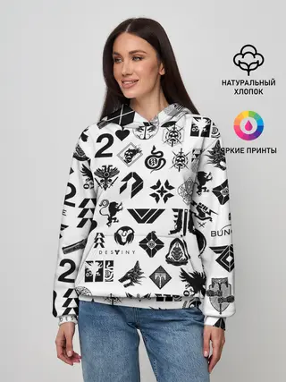 Женское худи / DESTINY 2 LOGO PATTERN / ДЕСТИНИ