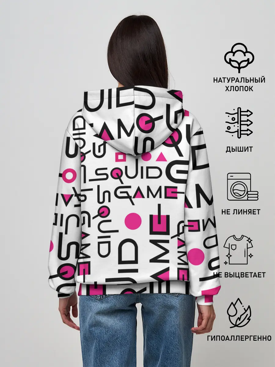 Женское худи / ИГРА В КАЛЬМАРА УЗОР И ПАТТЕРН ЛОГО