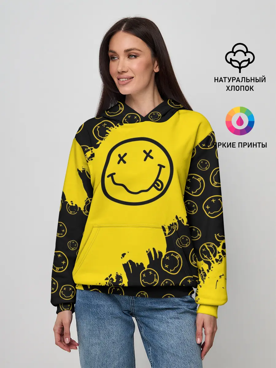 Женское худи / Nirvana Smile | Нирвана Рваный Паттерн