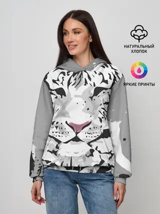 Женское худи / Белый снежный тигр