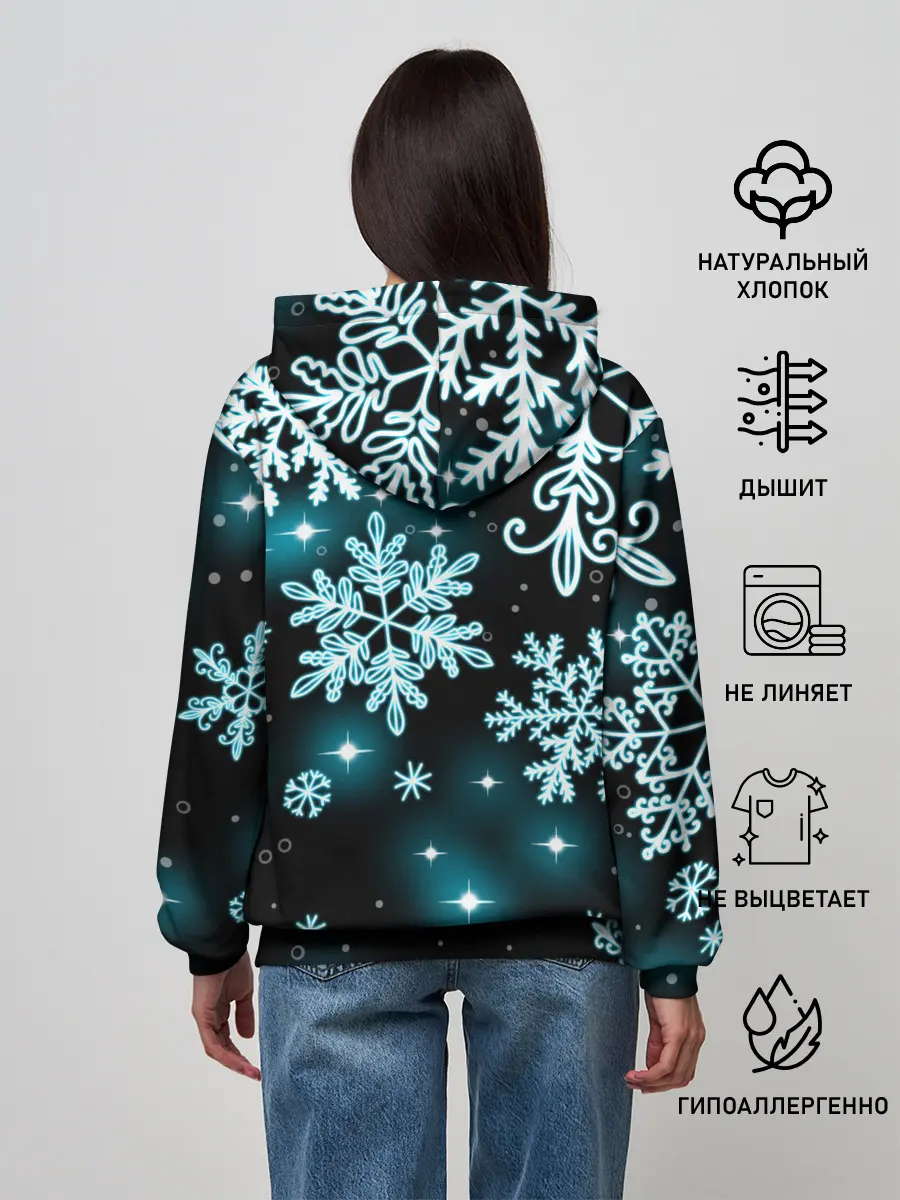 Женское худи / Космические снежинки