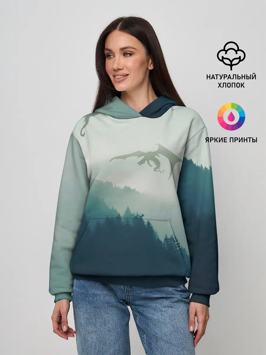 Женское худи / ДРАКОНЫ НАД ЛЕСОМ / DRAGON