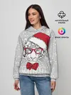 Женское худи / Белый тигр в шапке Санты