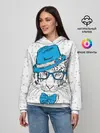Женское худи / Белый тигр в синей шляпе