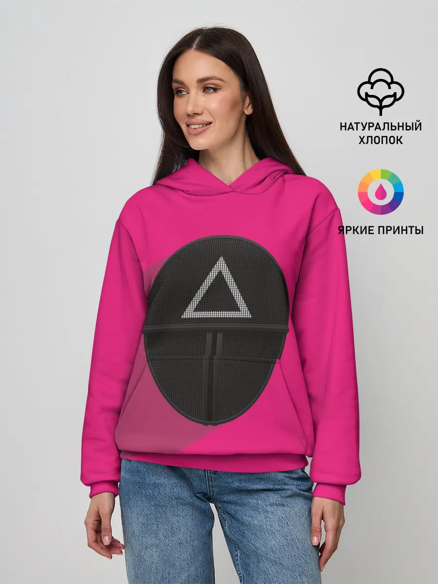 Женское худи / ИГРА В КАЛЬМАРА МАСКА ТРЕУГОЛЬНИК С ТЕНЬЮ