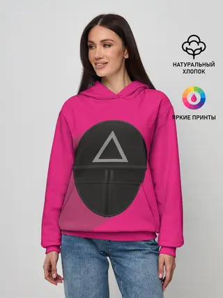 Женское худи / ИГРА В КАЛЬМАРА МАСКА ТРЕУГОЛЬНИК С ТЕНЬЮ