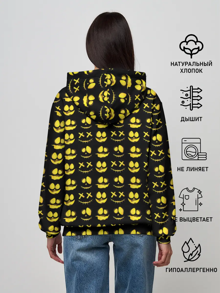 Женское худи / Прикольные смайлы Хэллоуин / Halloween