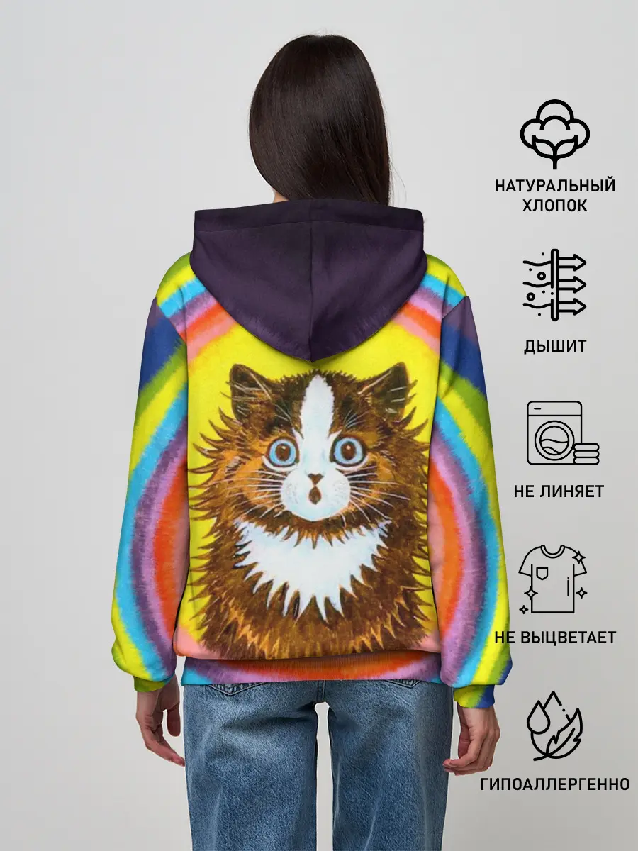 Женское худи / Радужный кот Луиса Уэйна