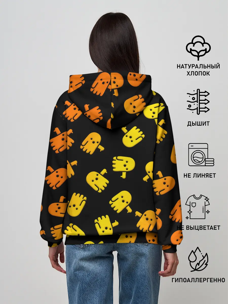 Женское худи / BOO! ПРИЗРАК, ПРИВЕДЕНИЕ ХЕЛЛОУИН ОРАНЖЕВЫЙ