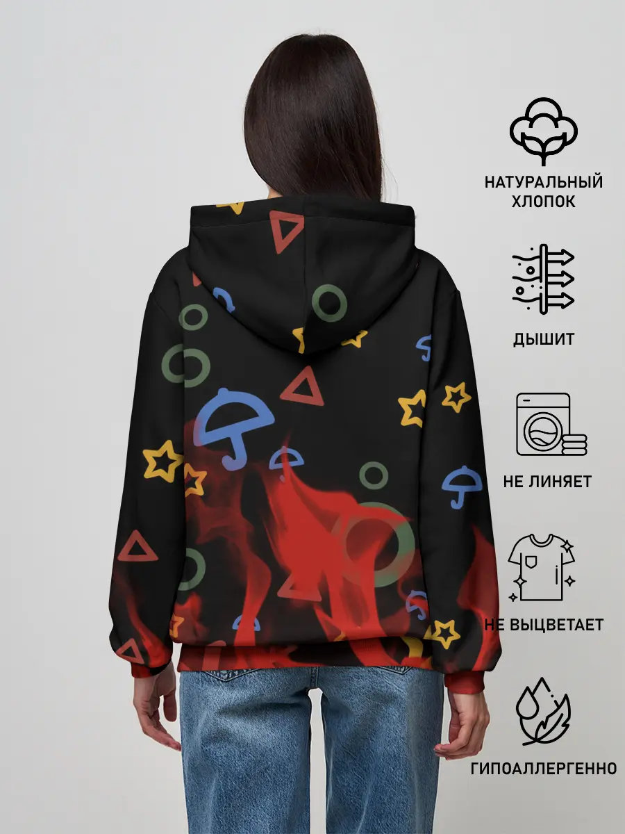 Женское худи / Игра в кальмара пламя.