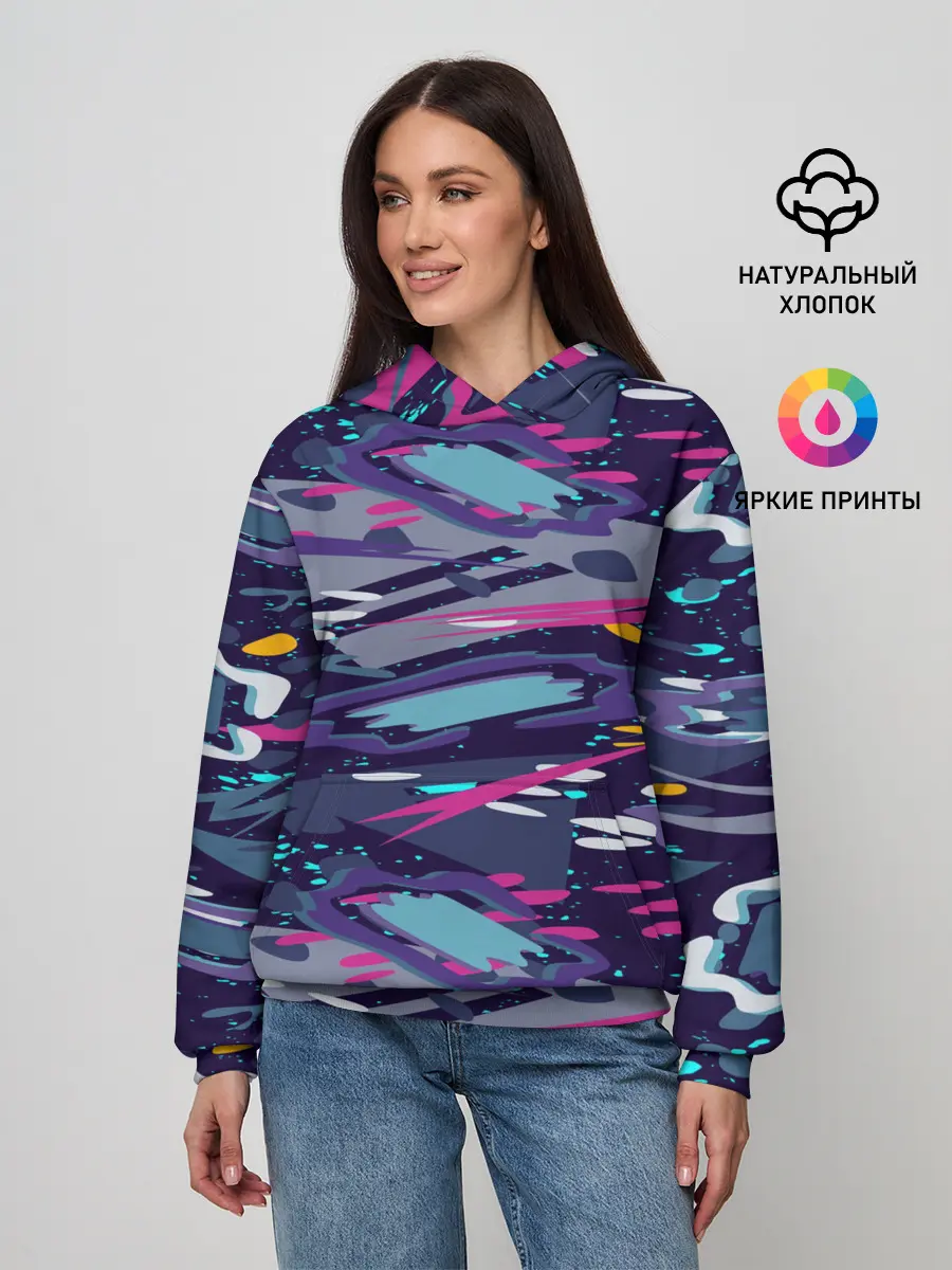 Женское худи / Космический абстрактный паттерн