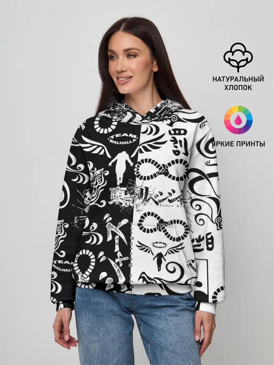 Женское худи / ТОКИЙСКИЕ МСТИТЕЛИ ЛОГОБОМБИНГ ЧБ