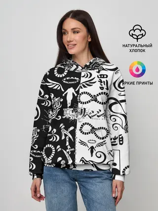 Женское худи / ТОКИЙСКИЕ МСТИТЕЛИ ЛОГОБОМБИНГ ЧБ