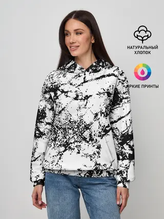 Женское худи / Эффект линогравюры