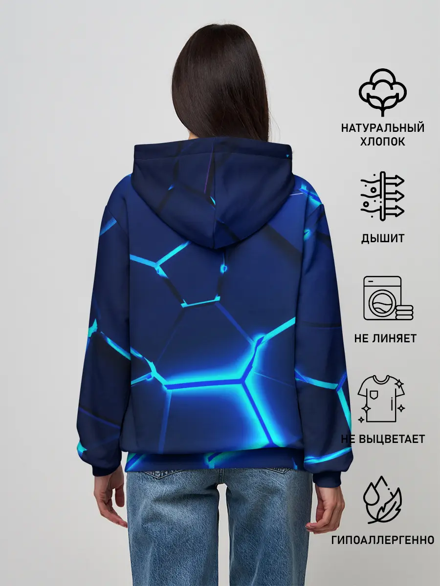 Женское худи / 3D ПЛИТЫ | NEON STEEL | НЕОНОВЫЕ ПЛИТЫ