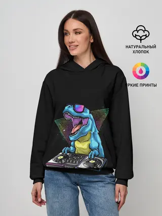 Женское худи / Динозавр ди-джей