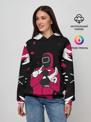 Женское худи / Игра в кальмара x Кот,