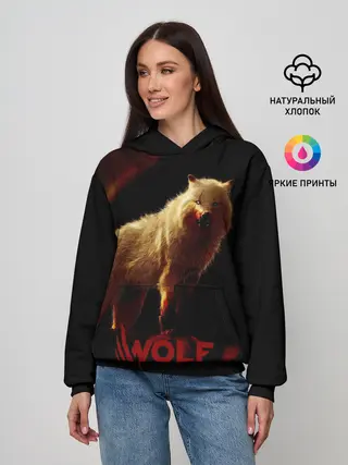 Женское худи / Красный волк.
