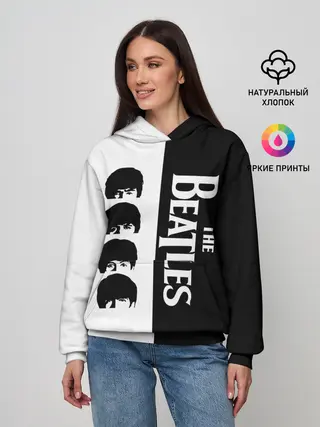 Женское худи / The Beatles черно - белый партер