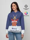 Женское худи / Санта в трубе с Оленем