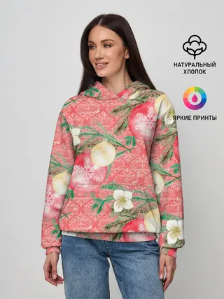 Женское худи / Новогодние красные шары