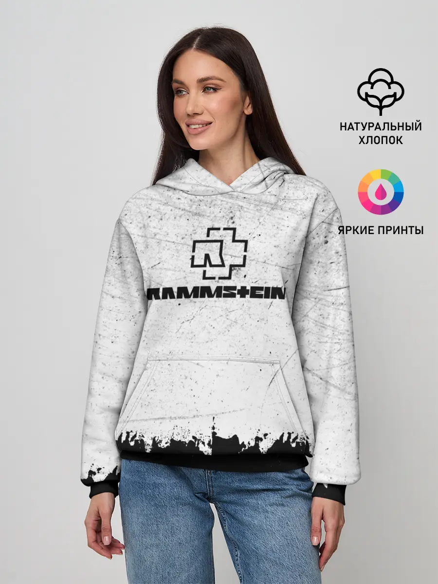 Женское худи / Рамштайн ЧБ Гранж | Rammstein Rock