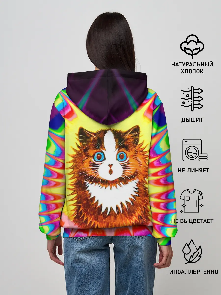 Женское худи / Psychedelic Rainbow Cat