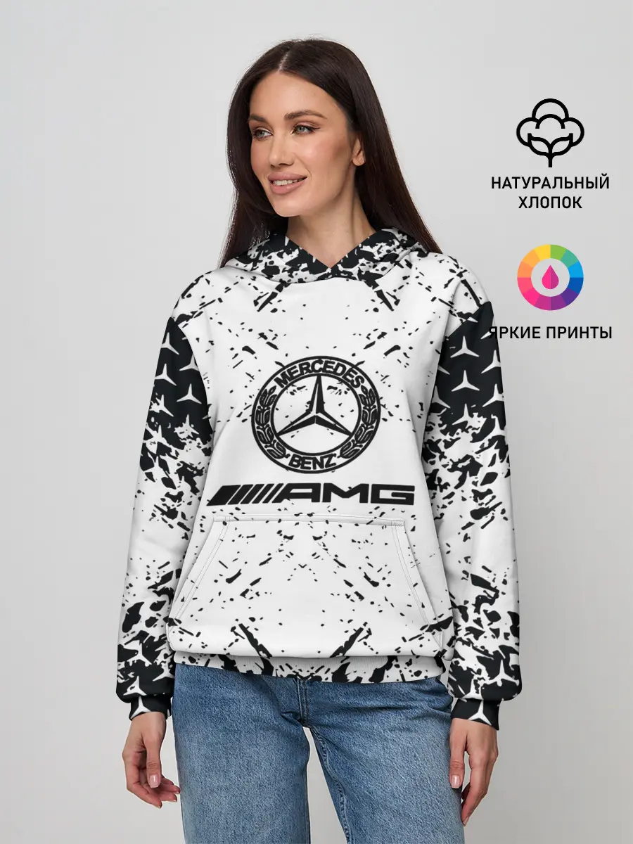 Женское худи / Mercedes | брызги красок,