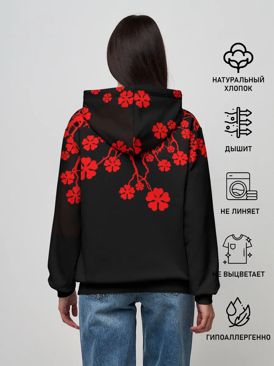 Женское худи / Дерево с Чёрный клевером.