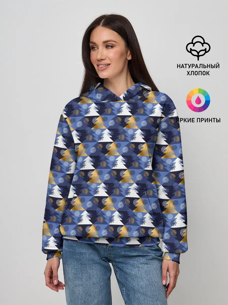 Женское худи / Ёлочки - Снежинки
