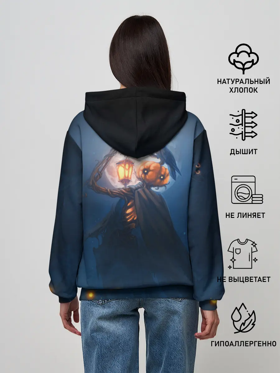 Женское худи / ТЫКВИННЫЙ МОНСТР В ТУМАНЕ / ХЕЛЛОУИН