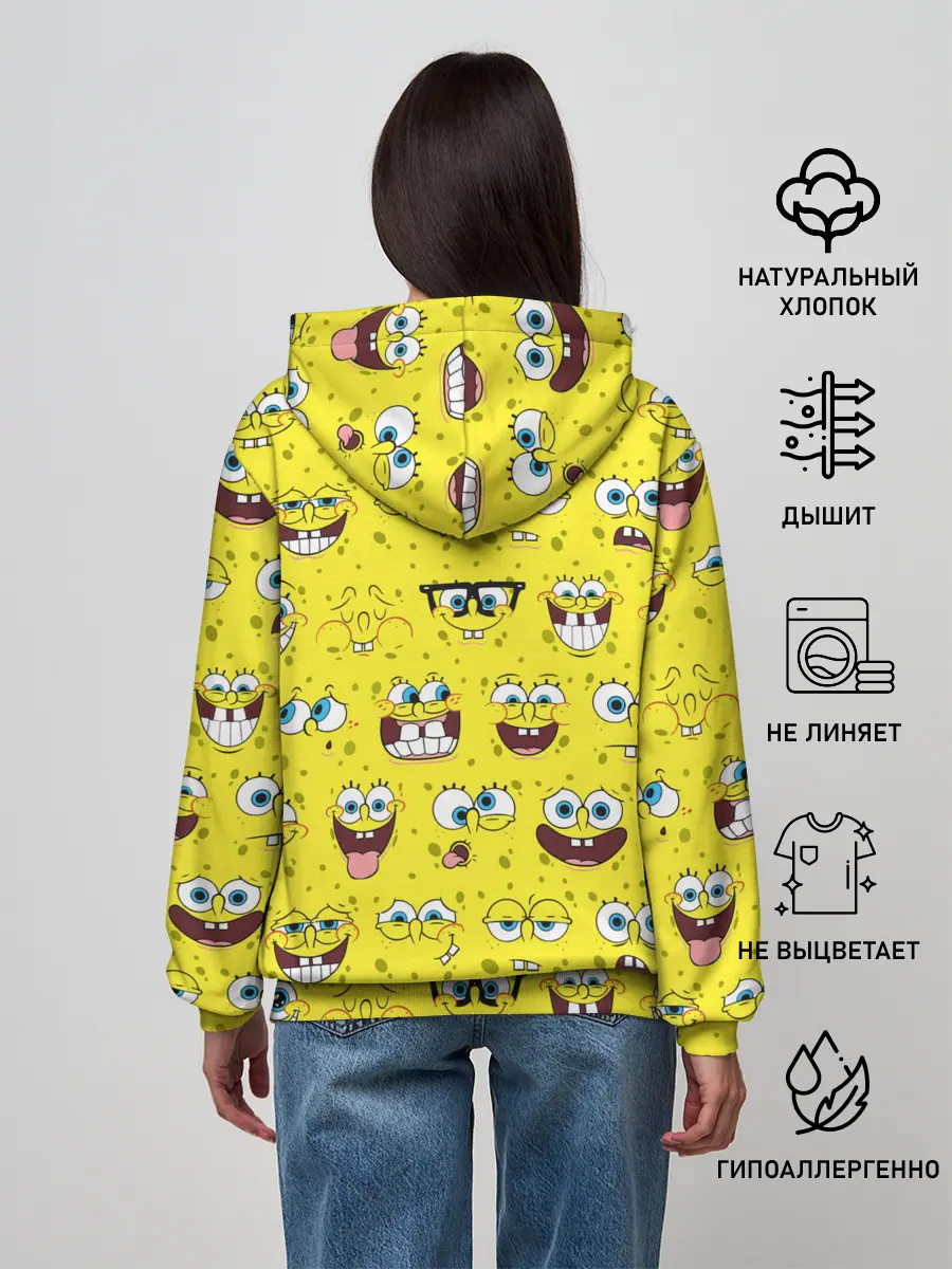 Женское худи / Губка Боб паттерн