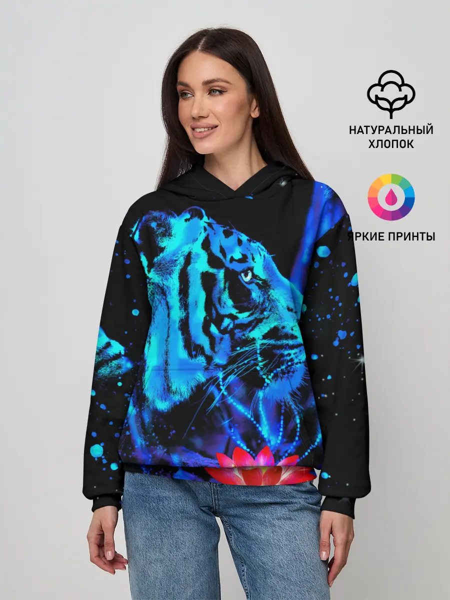 Женское худи / Синий водяной тигр