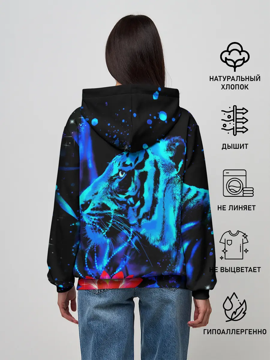 Женское худи / Синий водяной тигр