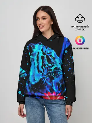 Женское худи / Синий водяной тигр