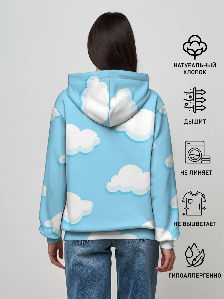 Женское худи / Белые облака