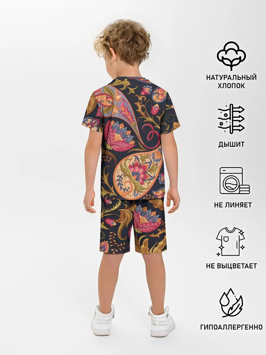 Детская пижама с шортами / РОСПИСЬ ЦВЕТАМИ
