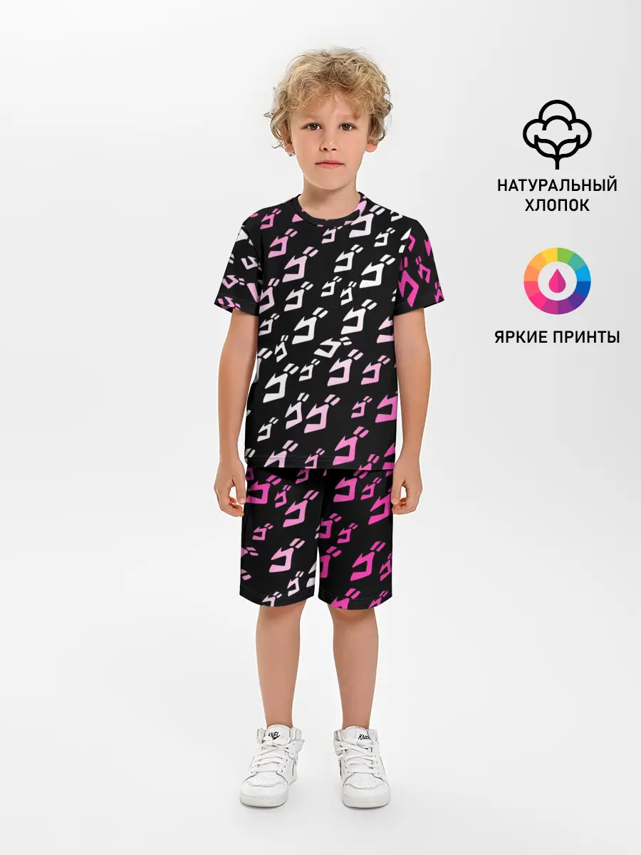 Детская пижама с шортами / Паттерн джоджо белорозовый