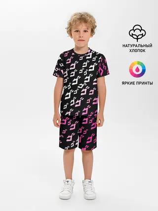 Детская пижама с шортами / Паттерн джоджо белорозовый