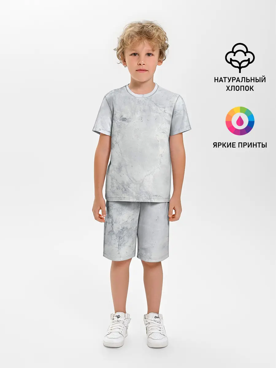 Детская пижама с шортами / Мрамор