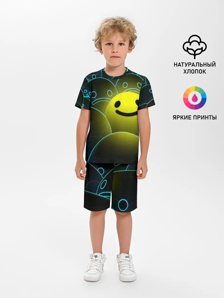 Детская пижама с шортами / НЕОНОВЫЕ СМАЙЛЫ