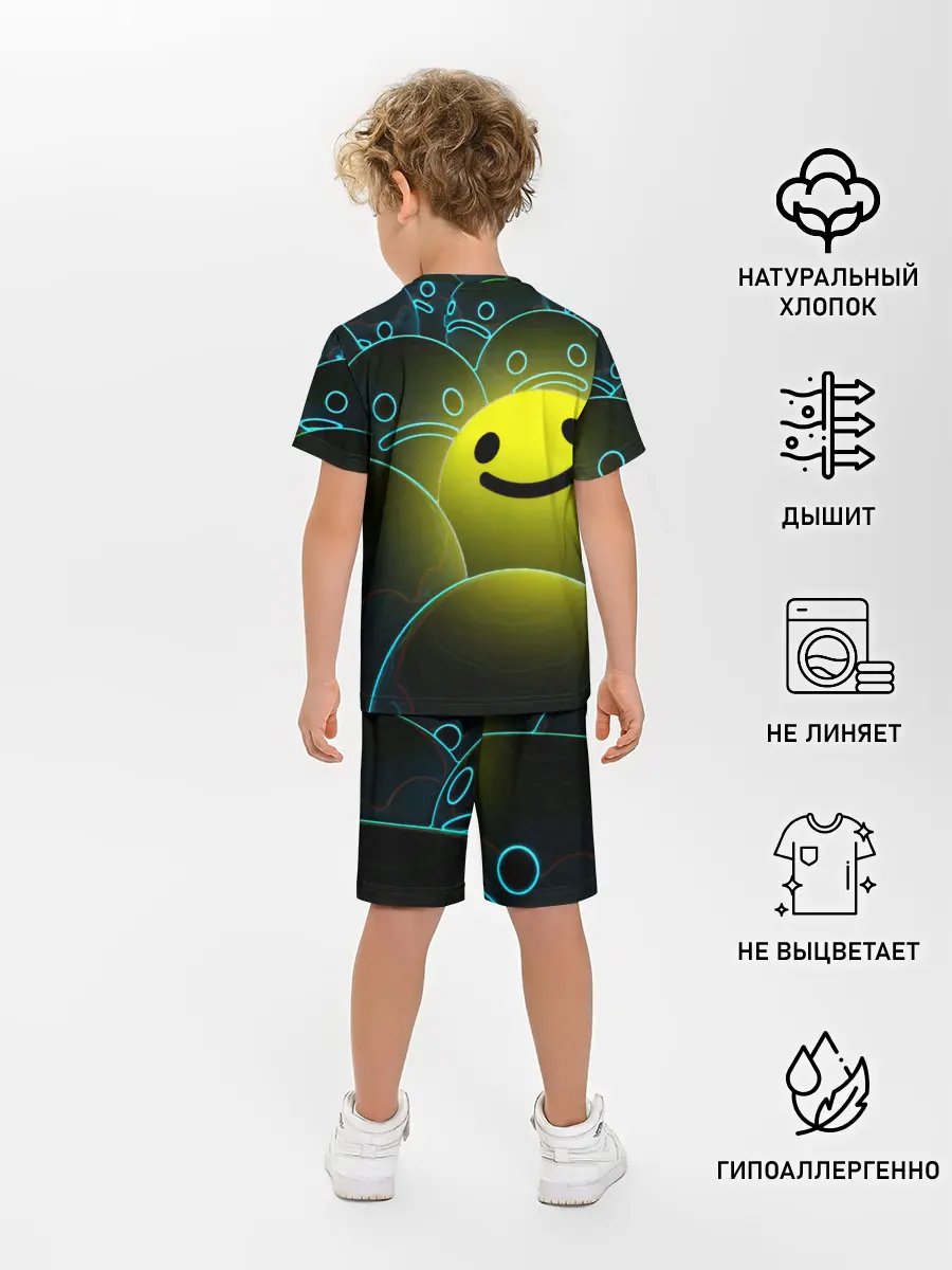 Детская пижама с шортами / НЕОНОВЫЕ СМАЙЛЫ
