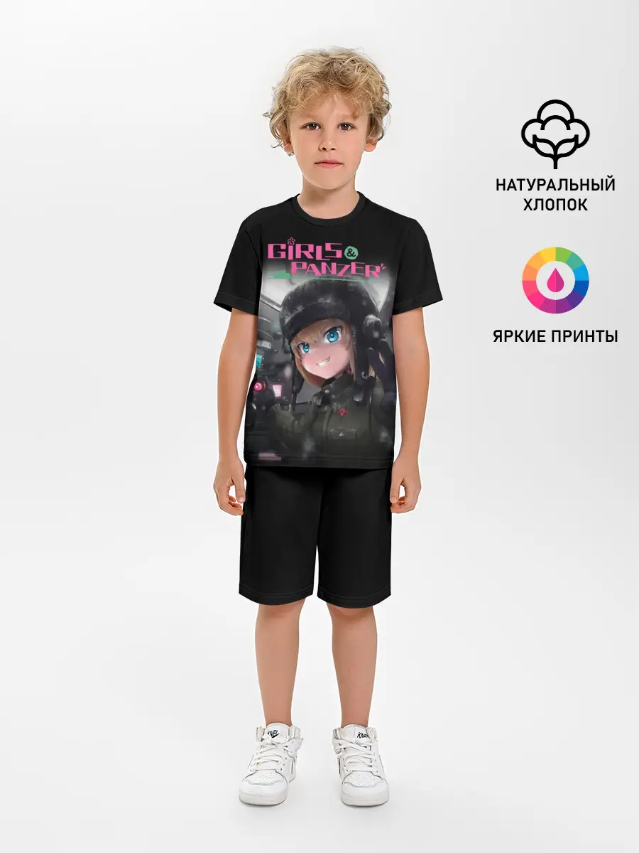Детская пижама с шортами / Девушки и танки | Girls und Panzer