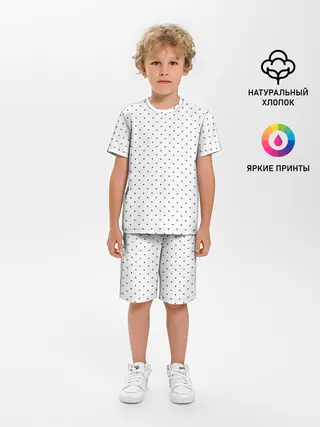 Детская пижама с шортами / Сердечки черные на белом