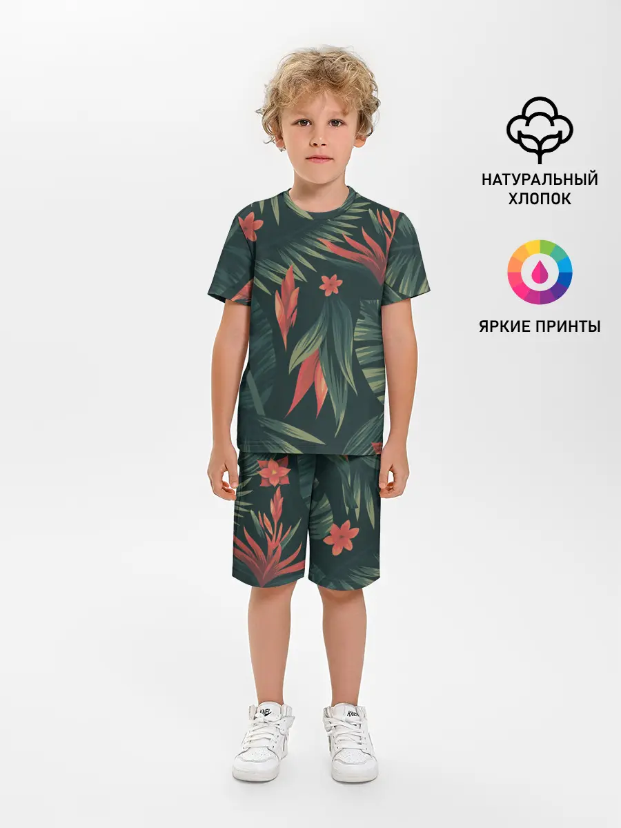 Детская пижама с шортами / Тропический комуфляж